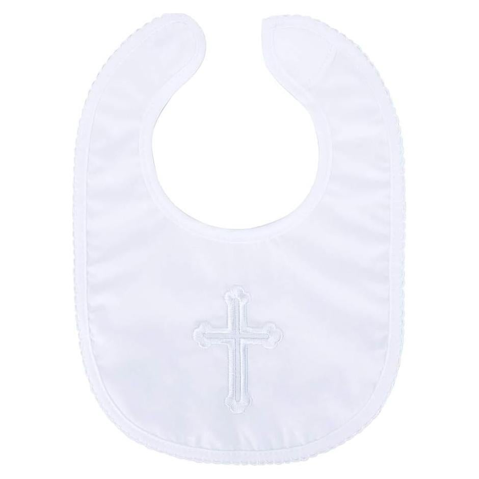 Bib de Bautizo Algodón Suave Unisex con Cruz Bordada