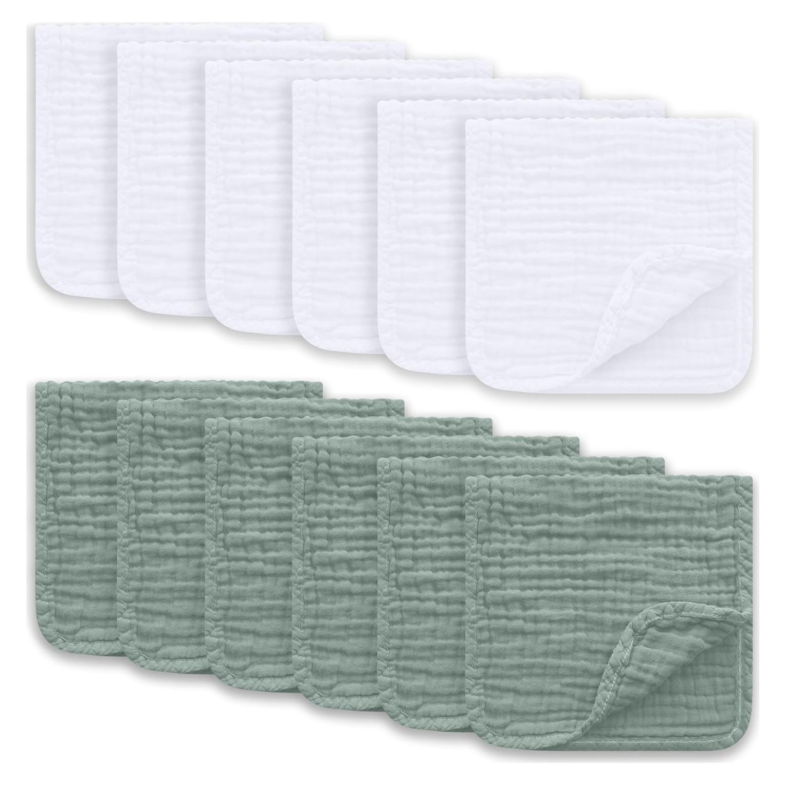 Paños de Eructo de Muselina 100% Algodón Ease Cubs - Paquete de 12