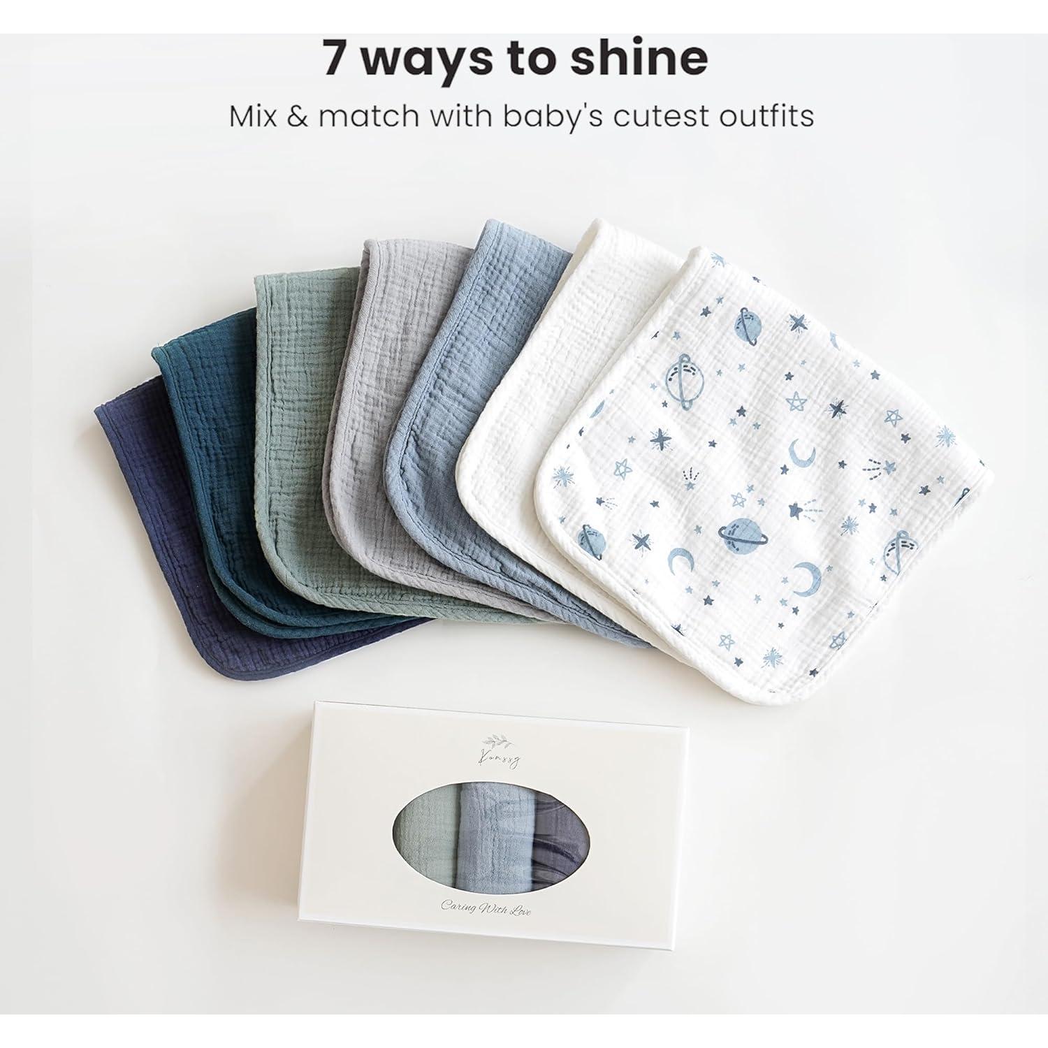 Paños de Eructo para Bebé Konssy - 7 Pack 100% Algodón Suave