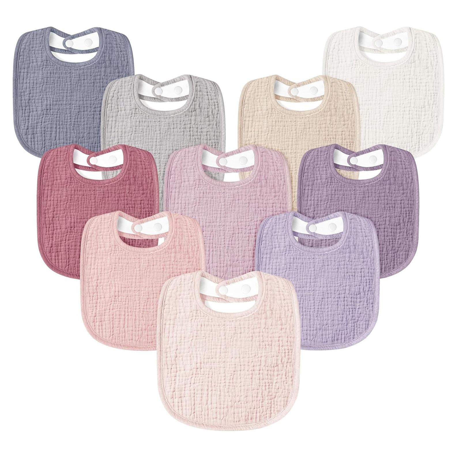 Baberos de Muselina Susurration 10 Pack Ajustables para Bebés