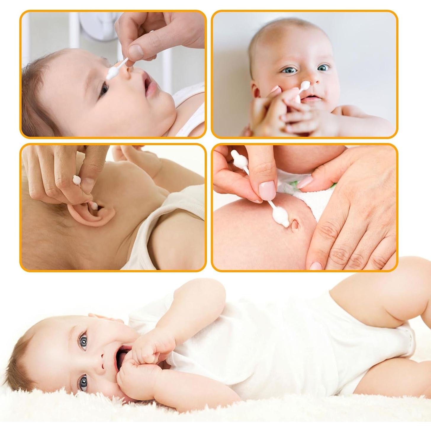 Hisopos de Algodón Orgánico para Bebés HNRLOY - 224 Unidades