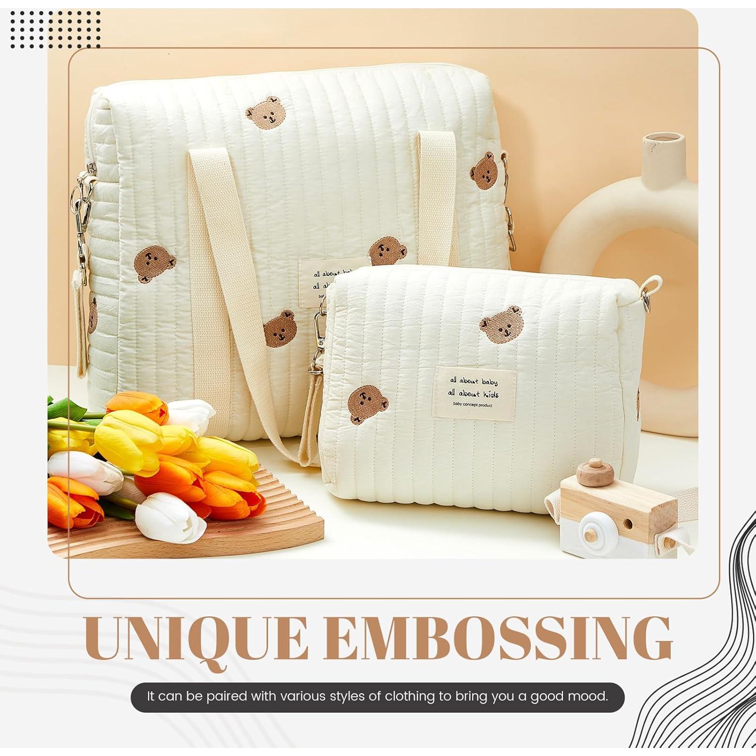 Bolsa de Pañales Tote Paterr 2 Pcs Algodón Acolchado Oso