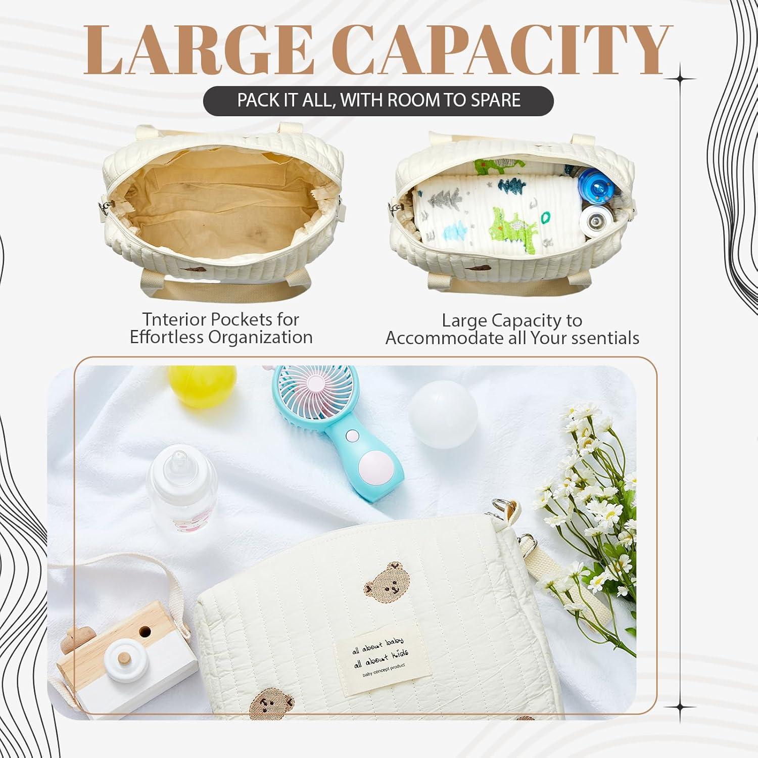 Bolsa de Pañales Tote Paterr 2 Pcs Algodón Acolchado Oso