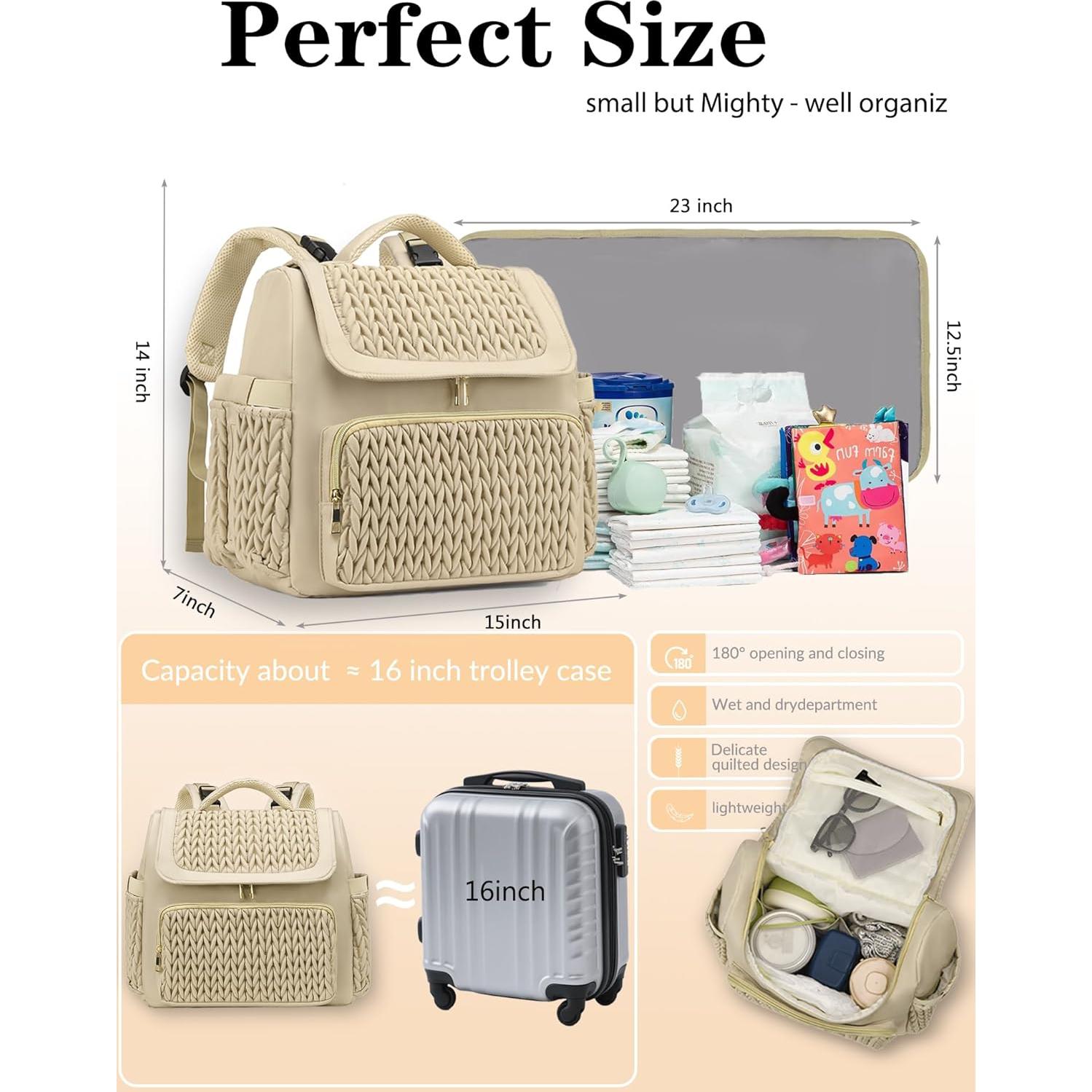 Mochila para Pañales Impermeable Taslan Marrón Topo 20L