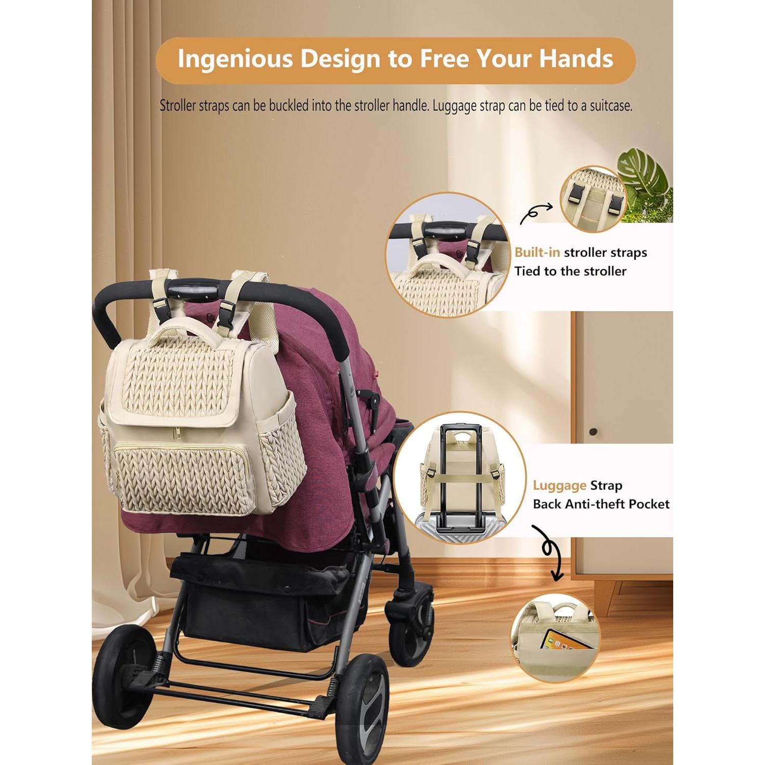 Mochila para Pañales Impermeable Taslan Marrón Topo 20L