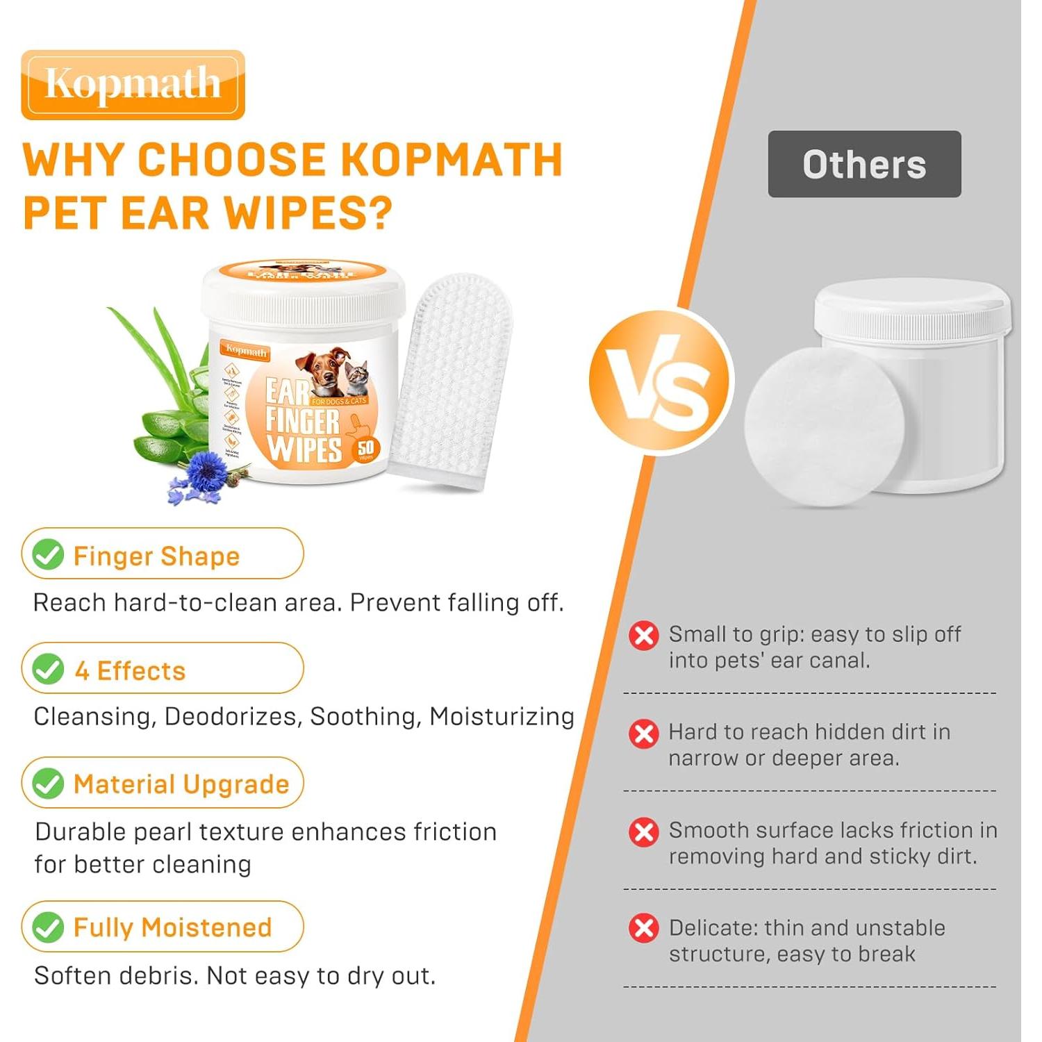 Toallitas Limpiadoras para Oídos de Mascotas Kopmath 100 Unidades