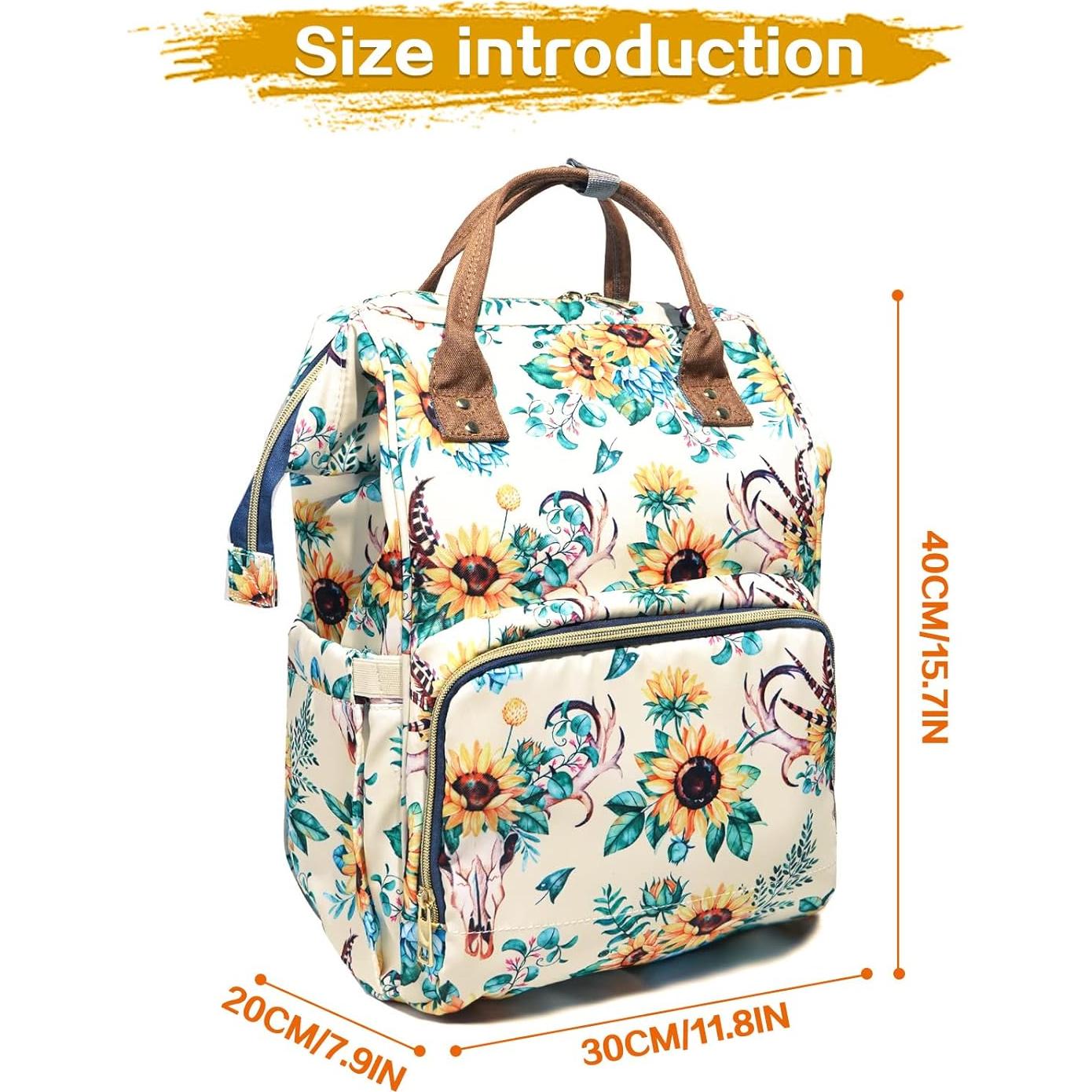 Mochila de Pañales Floral Fba-LHDB001, Impermeable 22.7L