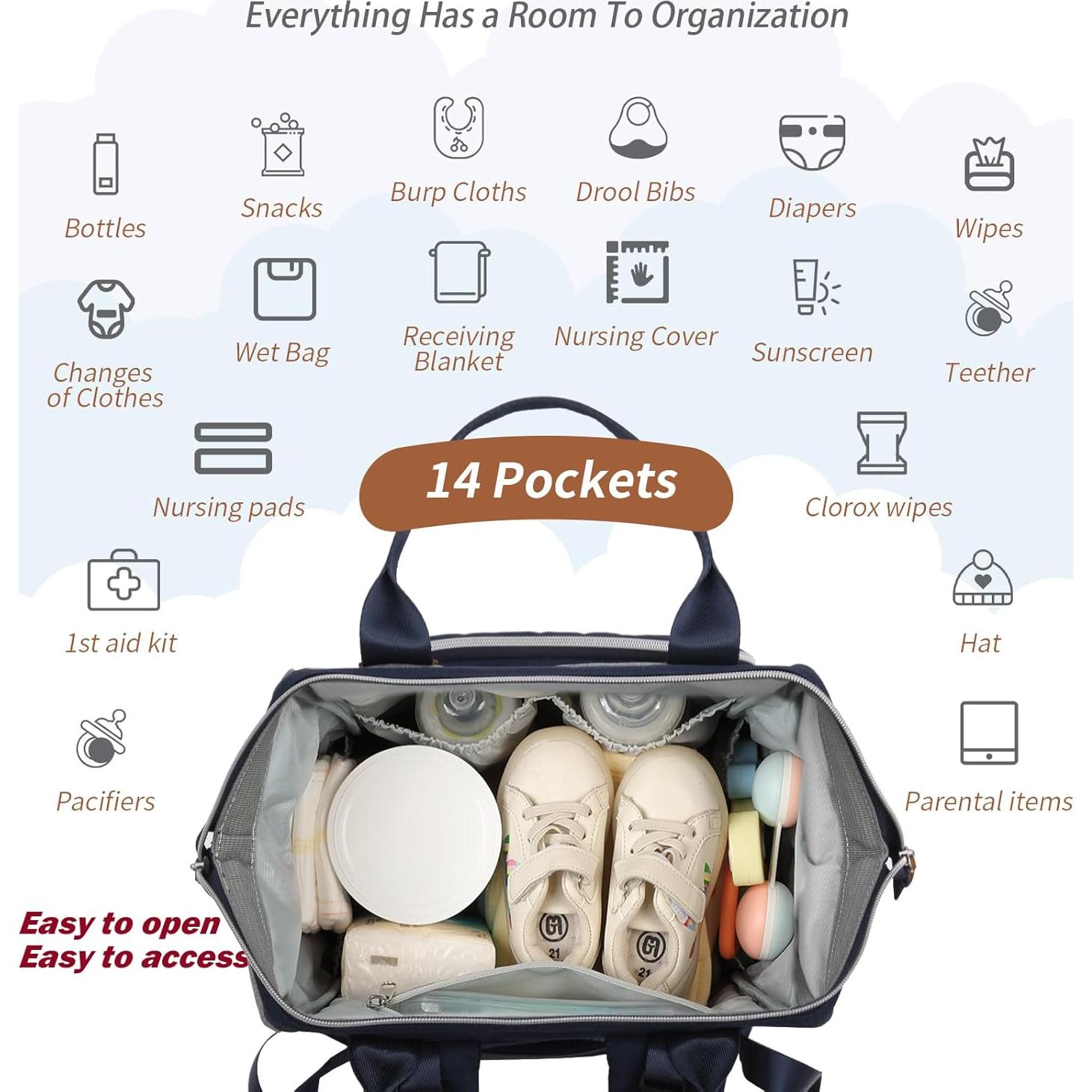 Mochila para Pañales UPROMOMI Azul Gris 25L Unisex