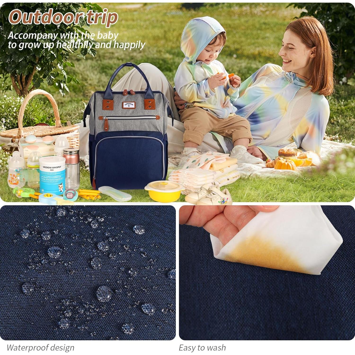 Mochila para Pañales UPROMOMI Azul Gris 25L Unisex