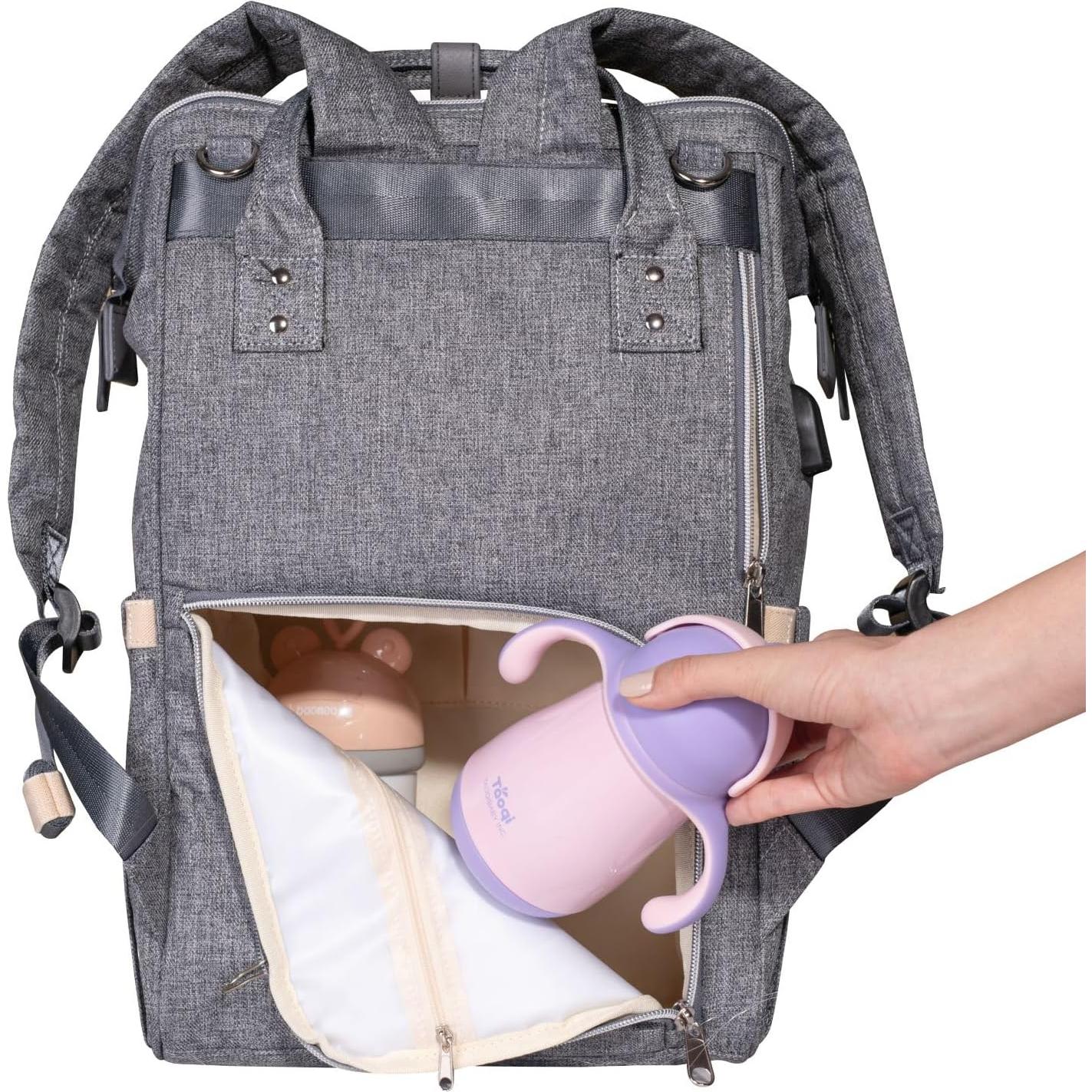 Mochila para Pañales SUNVENO 25L Gris con Cambiador y USB