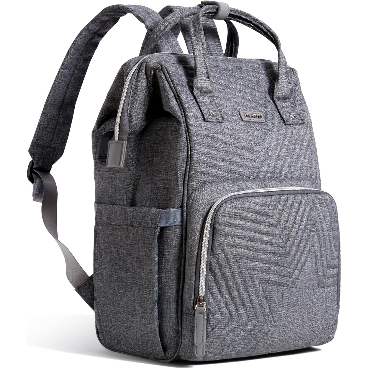 Mochila para Pañales SUNVENO 25L Gris con Cambiador y USB