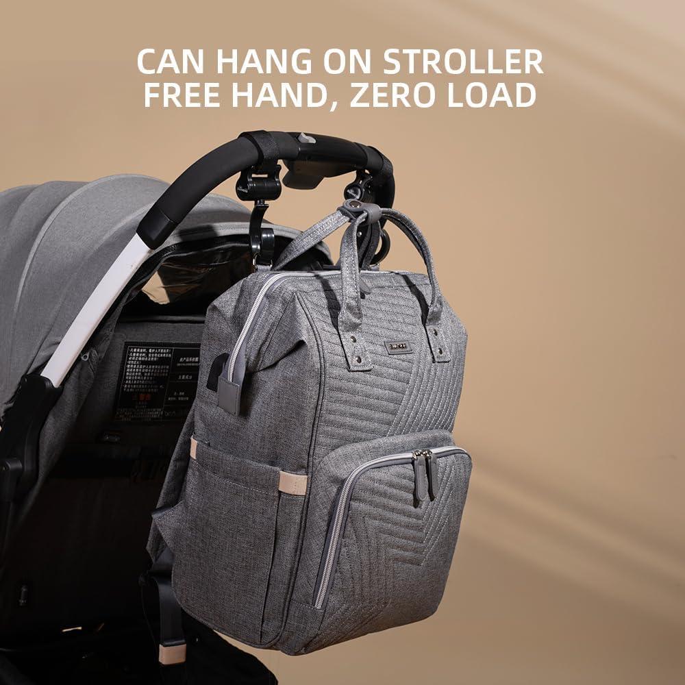 Mochila para Pañales SUNVENO 25L Gris con Cambiador y USB