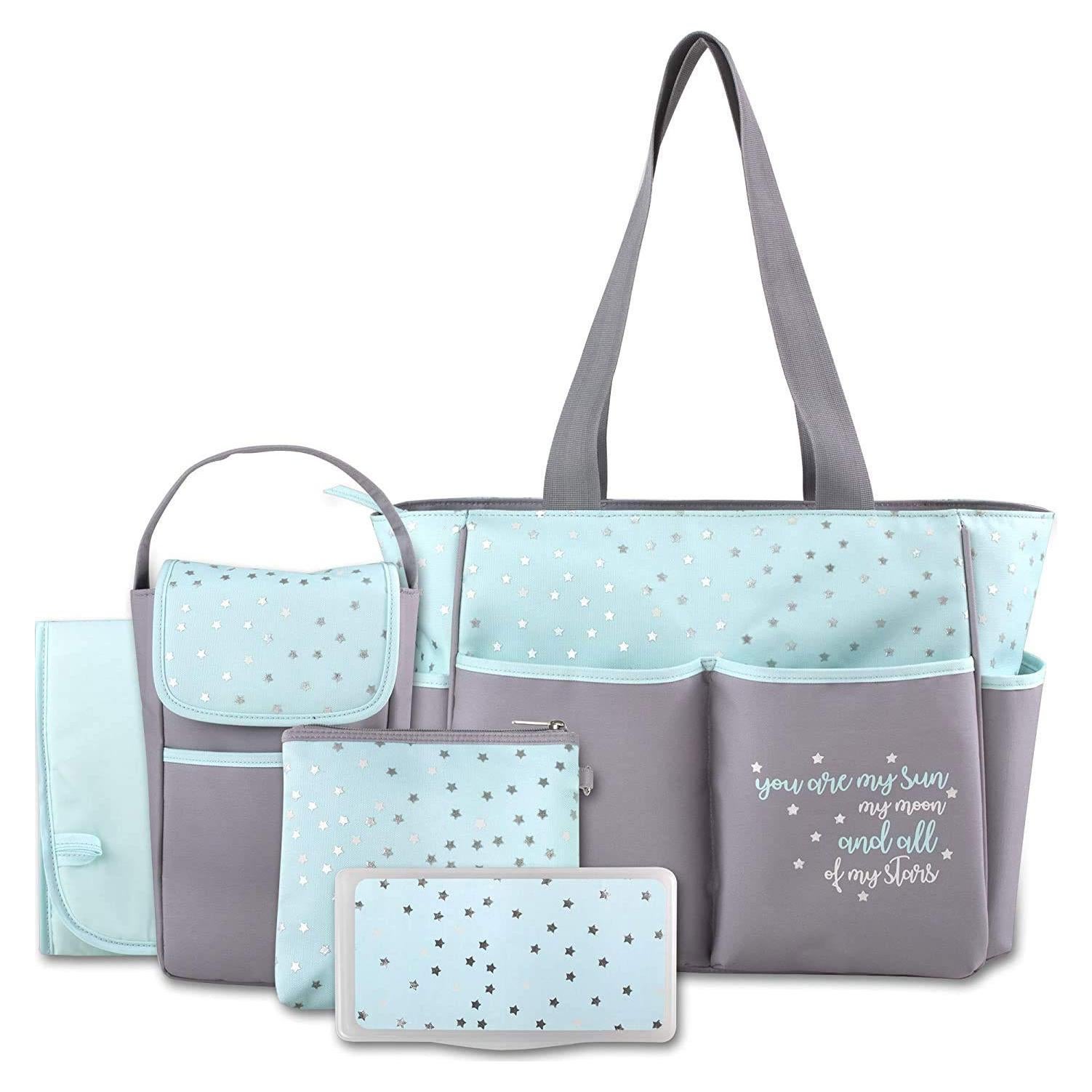 Bolsa de Pañales Esenciales para Bebés 5 Piezas Gris/Aqua