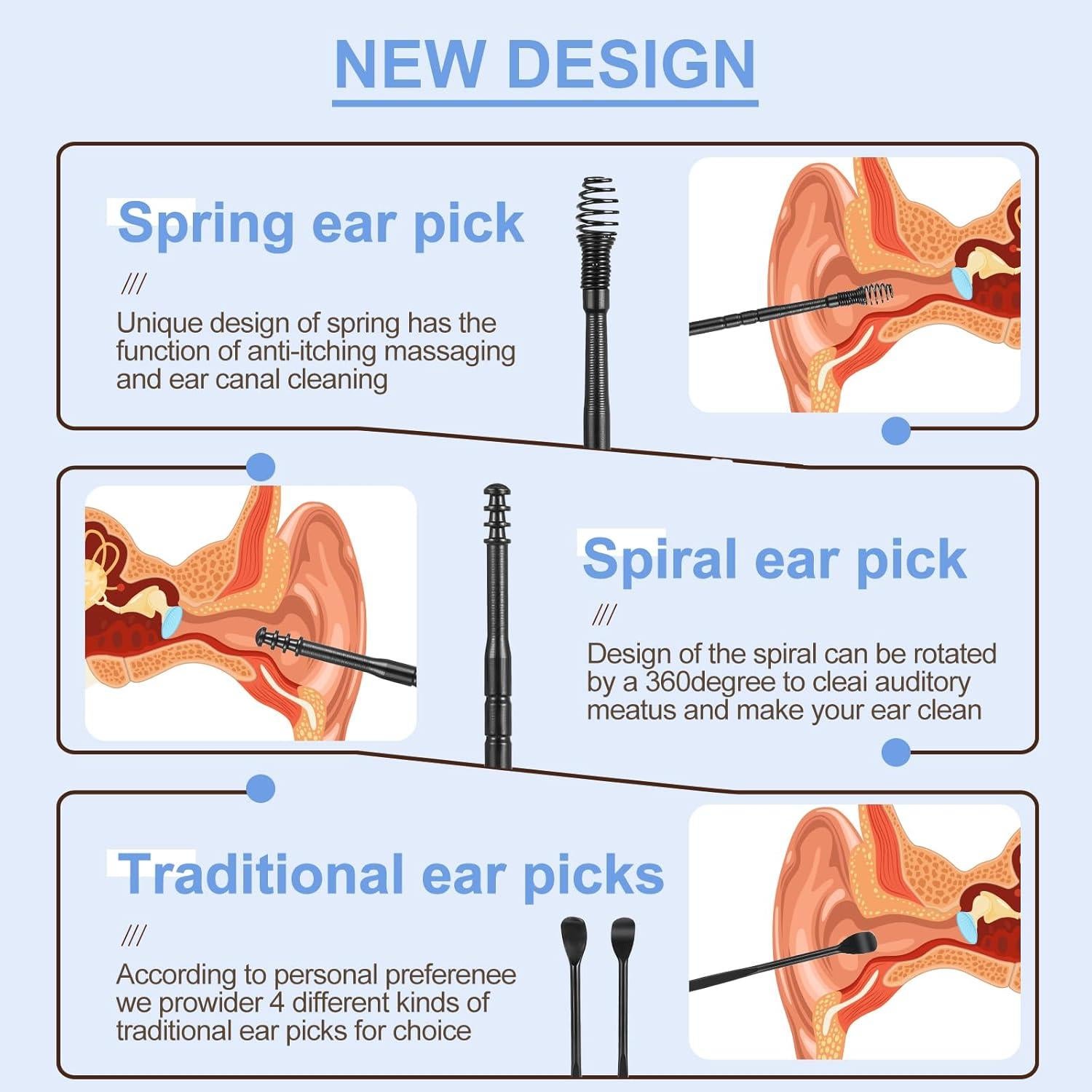 Kit de Limpieza de Oídos 6 Piezas Acero Inoxidable CIATBYYJ