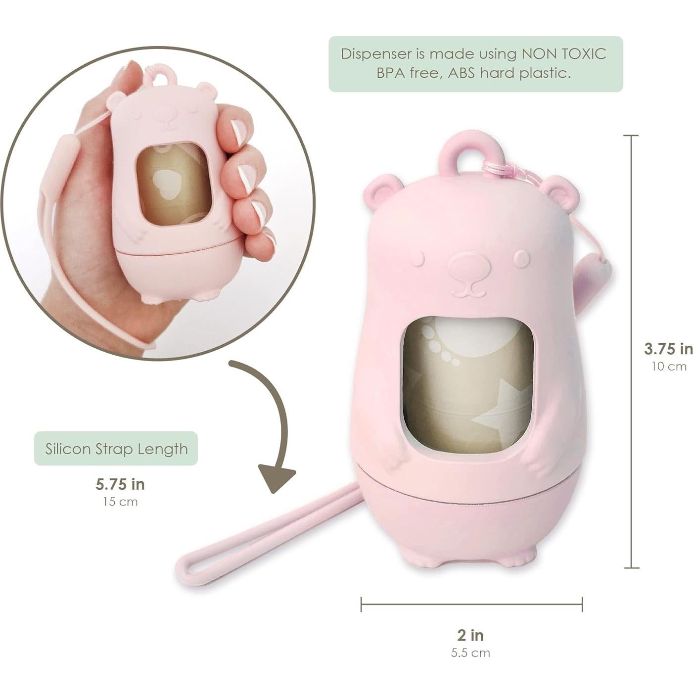 Dispensador de Bolsa de Pañales Moodie Oso de Peluche Rosado