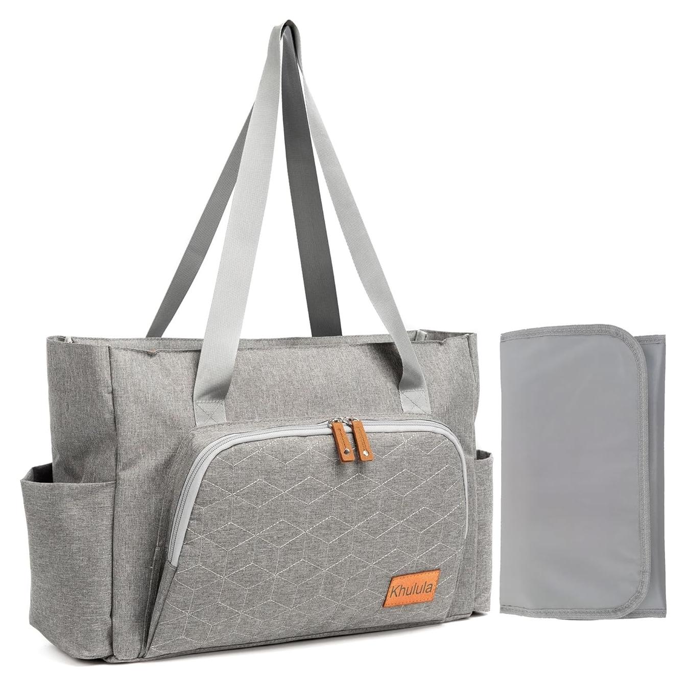 Bolsa de Pañales Solid Mommy Gris con Almohadilla y Clips