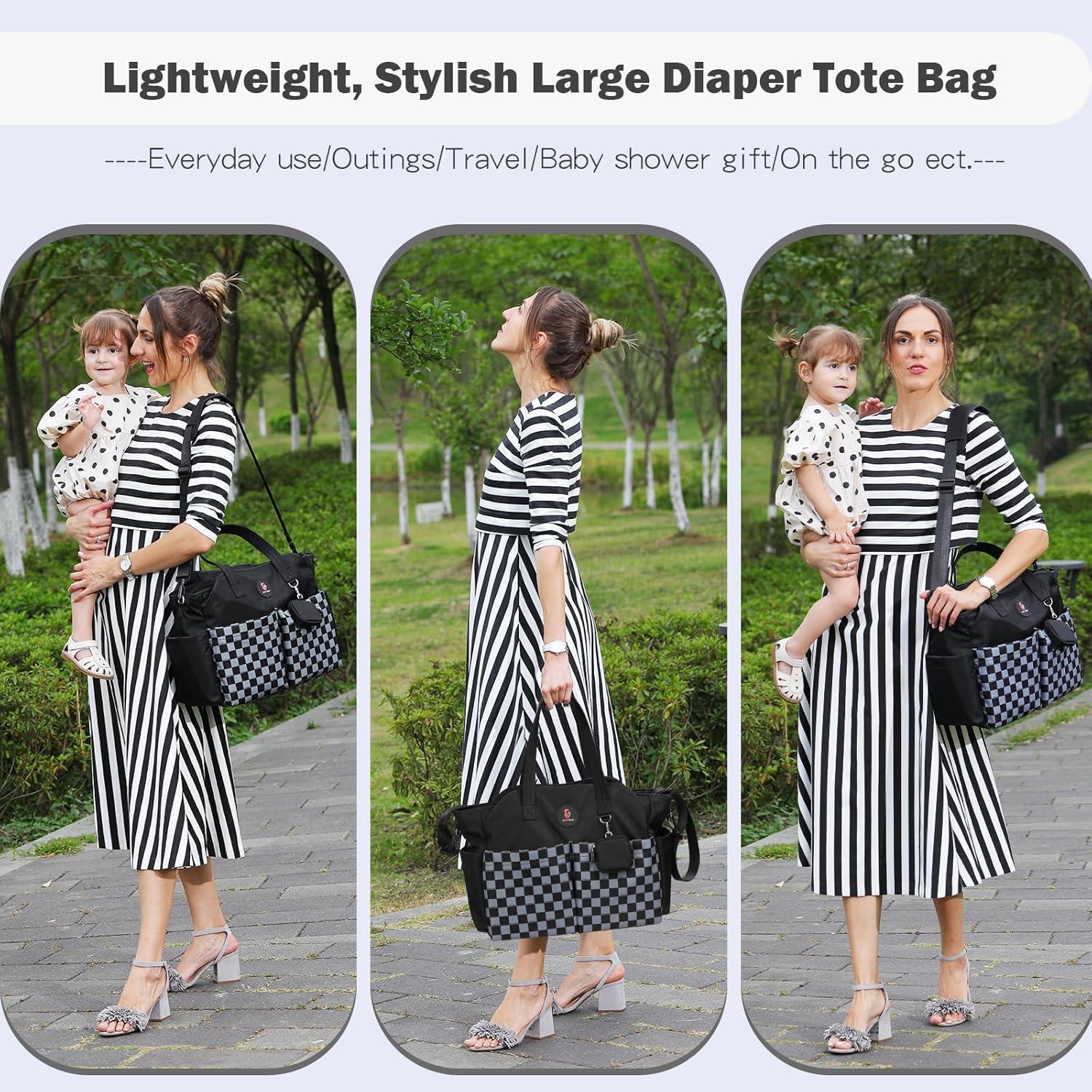 Bolsa de Pañales SUPROMOMI Grande Negra para Bebé 40x29x16 cm