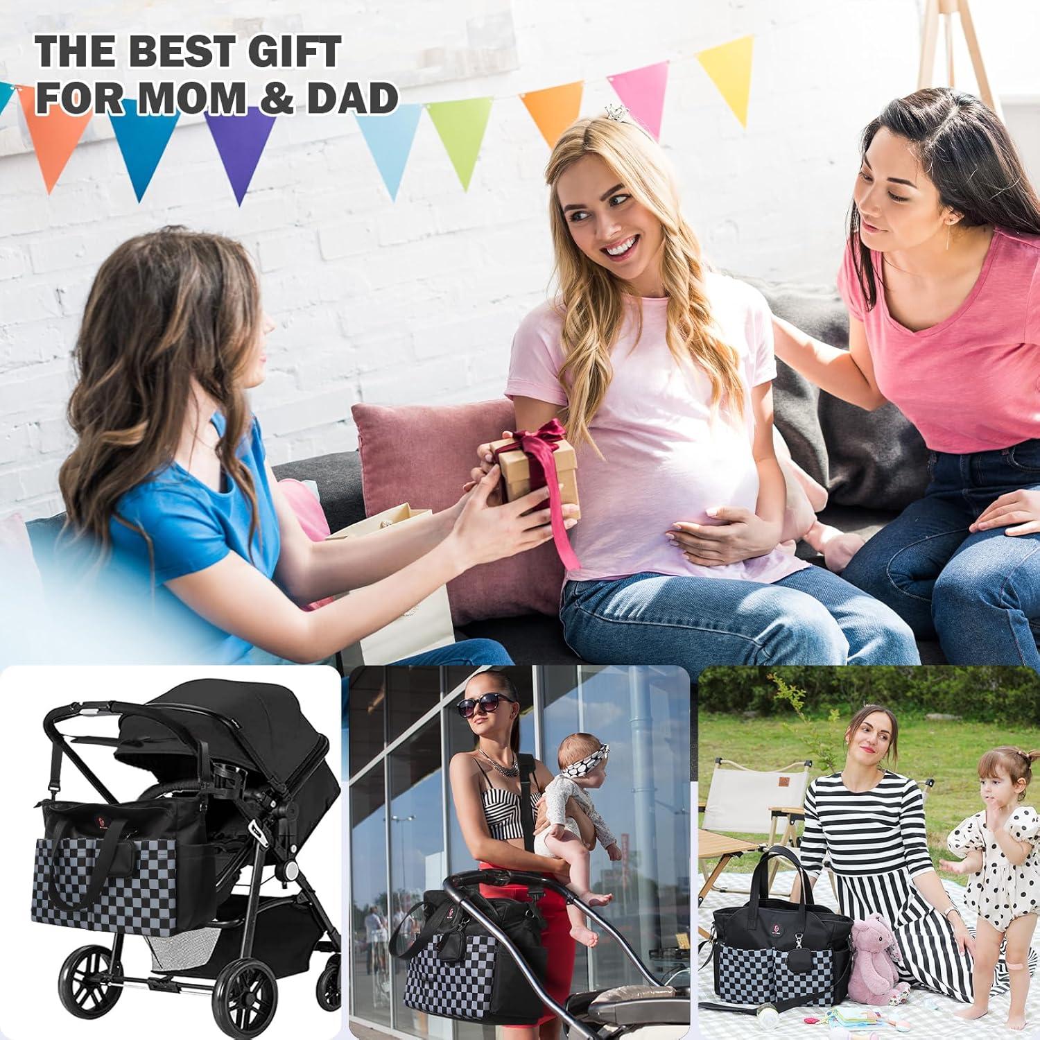 Bolsa de Pañales SUPROMOMI Grande Negra para Bebé 40x29x16 cm