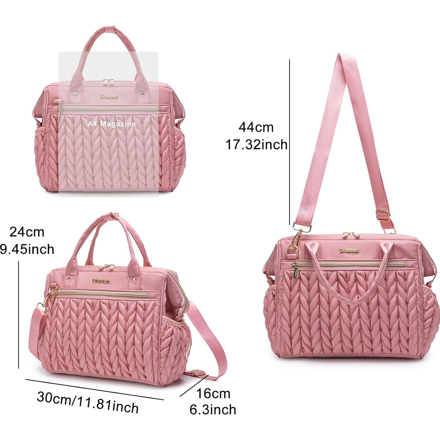 Bolsa de Pañales Mediana BHAFEM Rosa, Mochila Tote Convertible