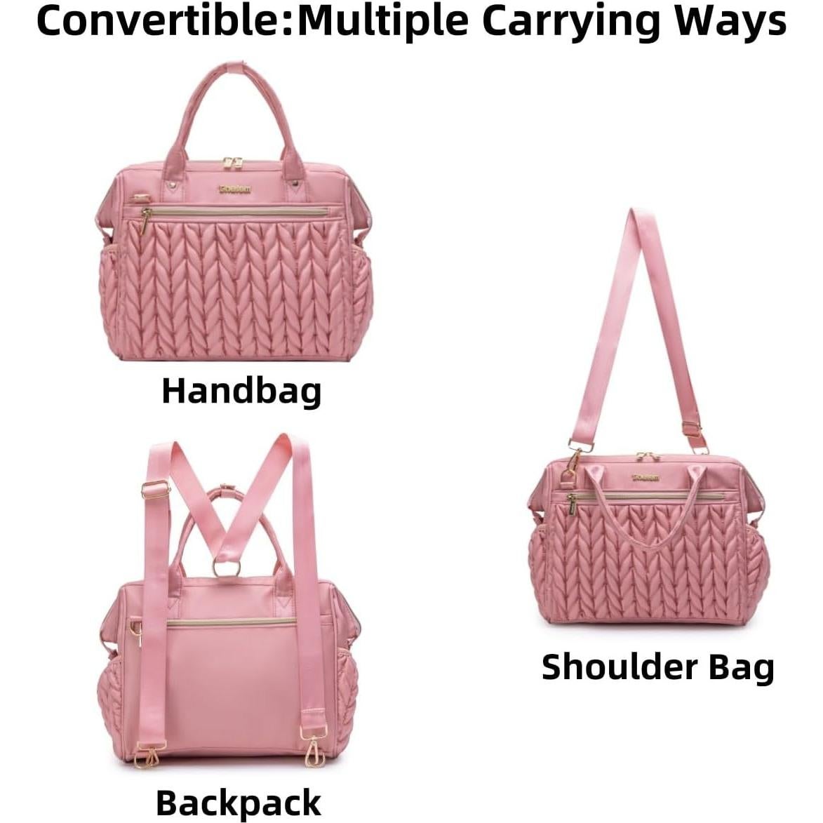 Bolsa de Pañales Mediana BHAFEM Rosa, Mochila Tote Convertible