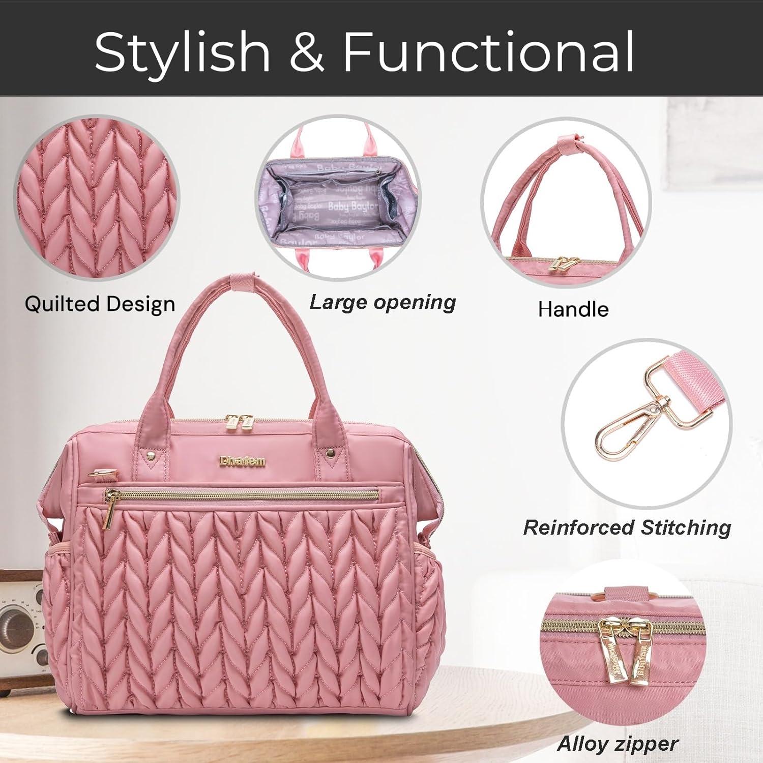 Bolsa de Pañales Mediana BHAFEM Rosa, Mochila Tote Convertible