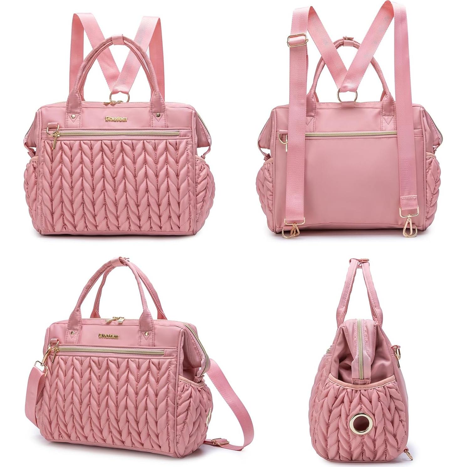 Bolsa de Pañales Mediana BHAFEM Rosa, Mochila Tote Convertible