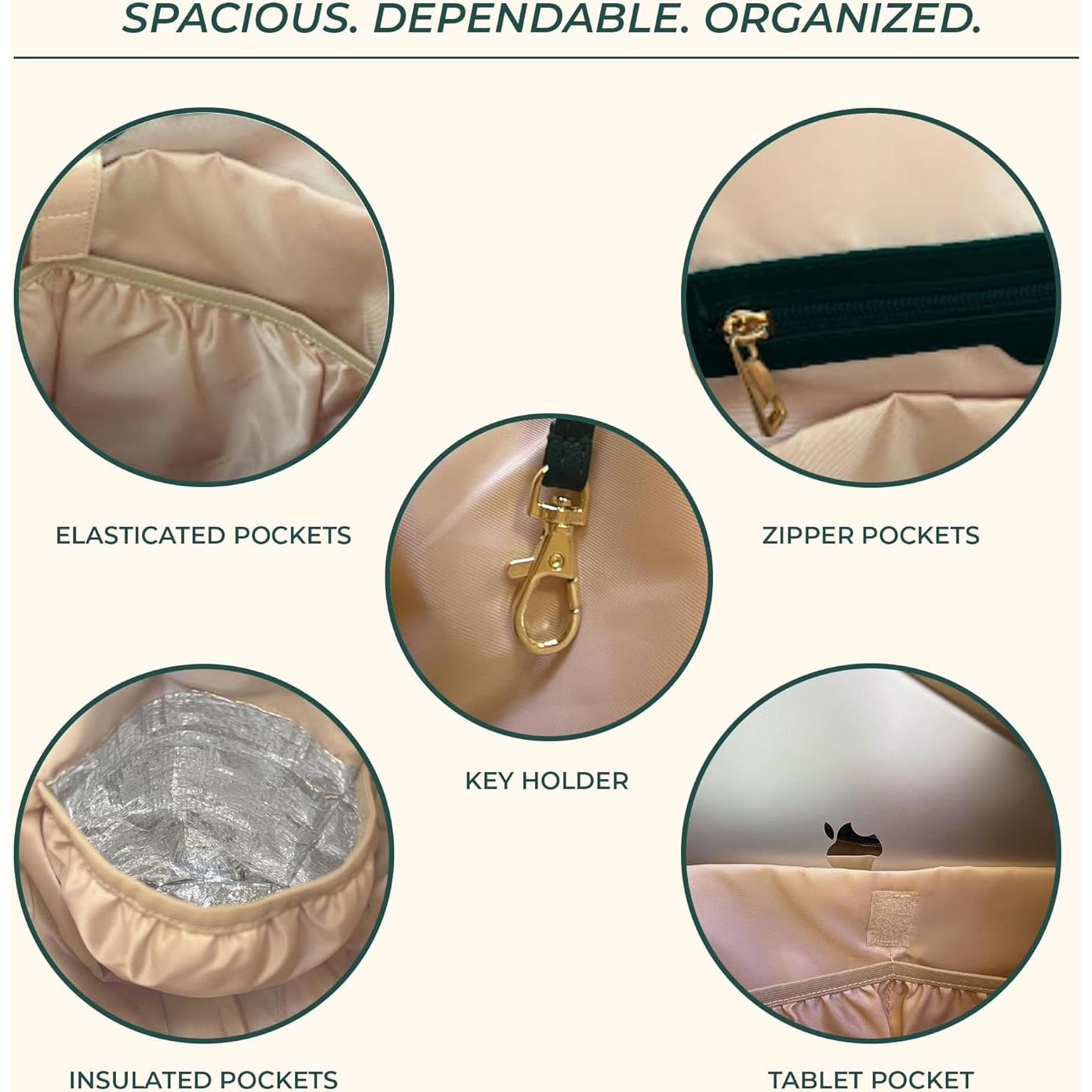 Mochila Grande para Pañales de Cuero Vegano Negro con Cambiador