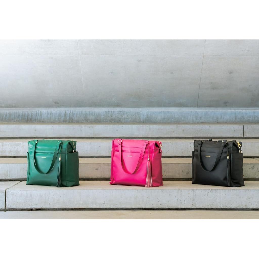 Mochila Grande para Pañales de Cuero Vegano Negro con Cambiador