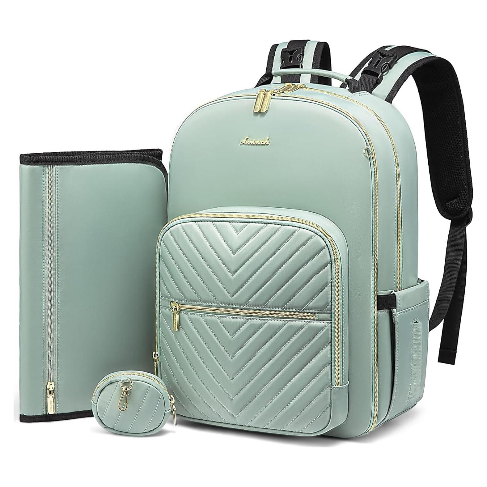Mochila para Pañales LoveVook Verde Menta con Cambiador y 18 Bolsillos