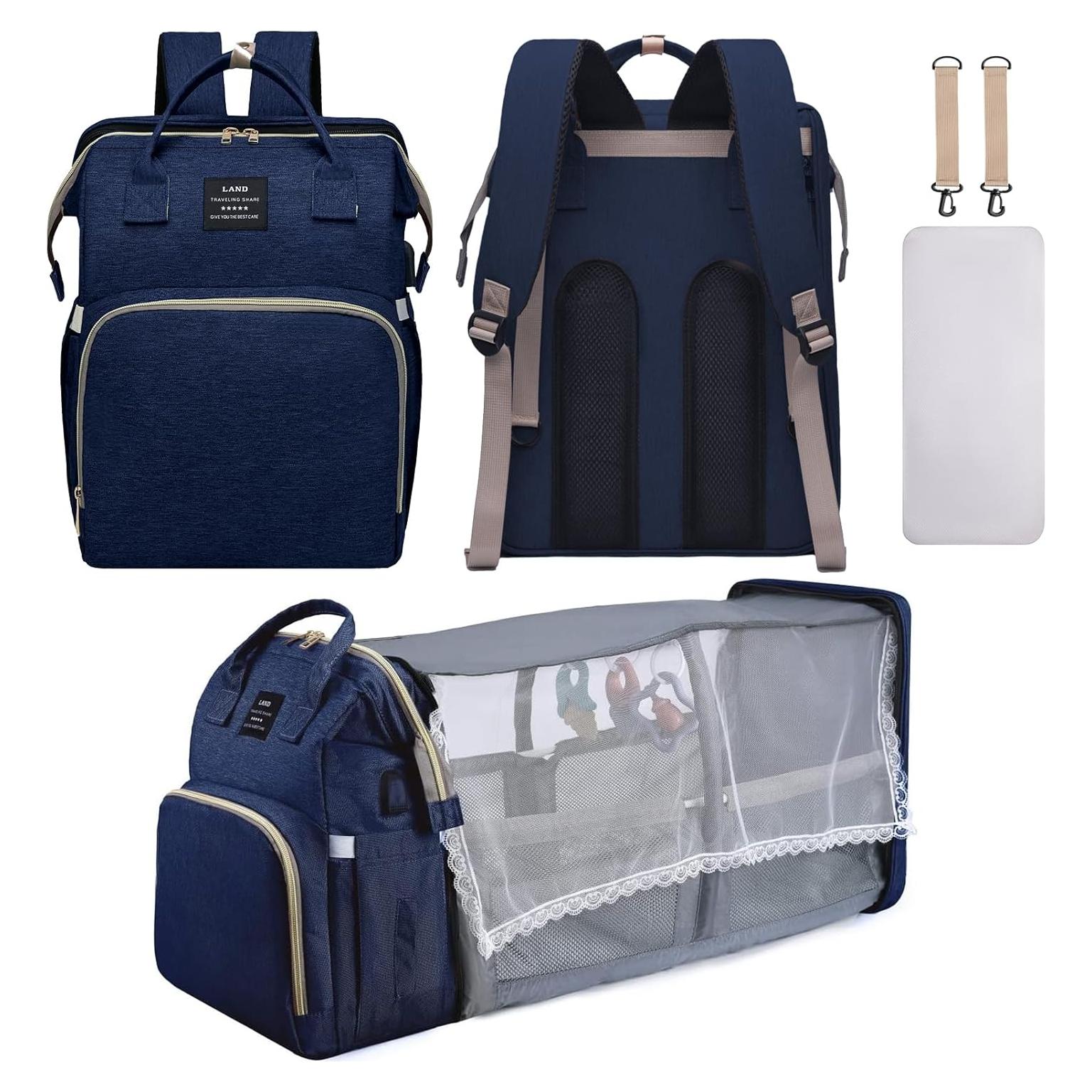 Mochila para Pañales AFDLLDQM Azul con Cambiador y Gran Capacidad