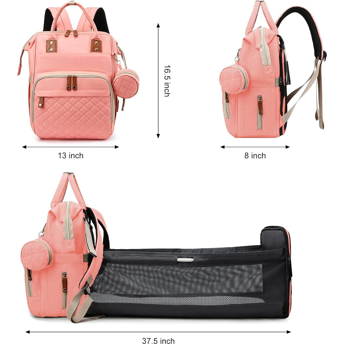 Mochila para Pañales Rosa MT1001 con Estación de Cambio y USB