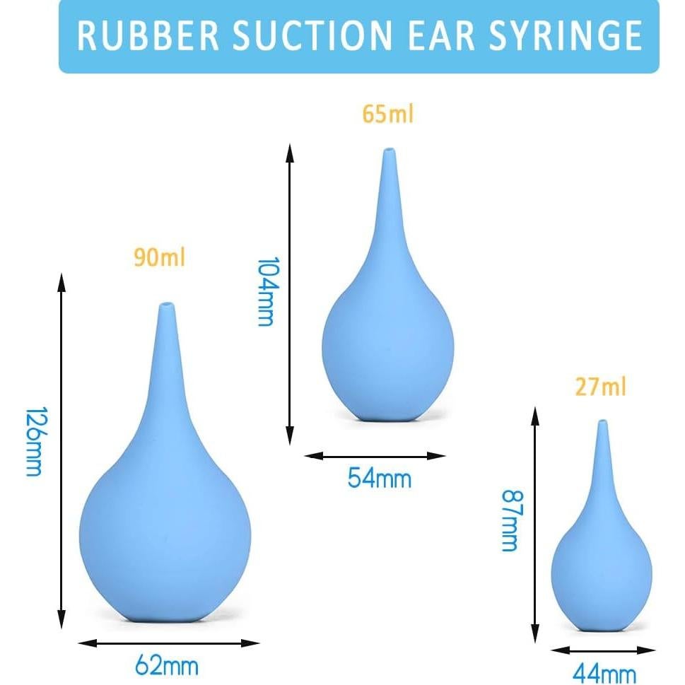 Paquete de 3 Jeringas de Bulbo Manual Canumer - 27ml, 65ml, 90ml