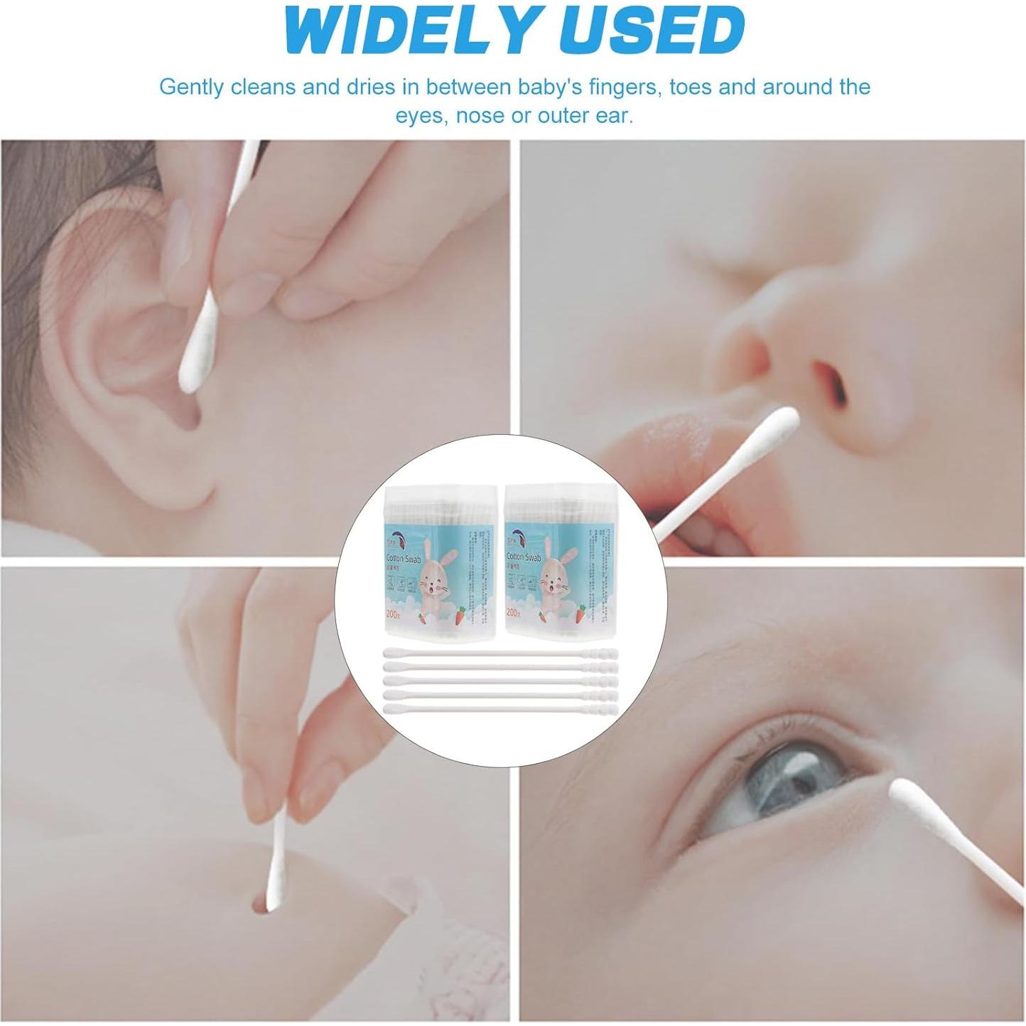Bastones de Algodón NUOBESTY 400PCS Doble Punta para Bebés