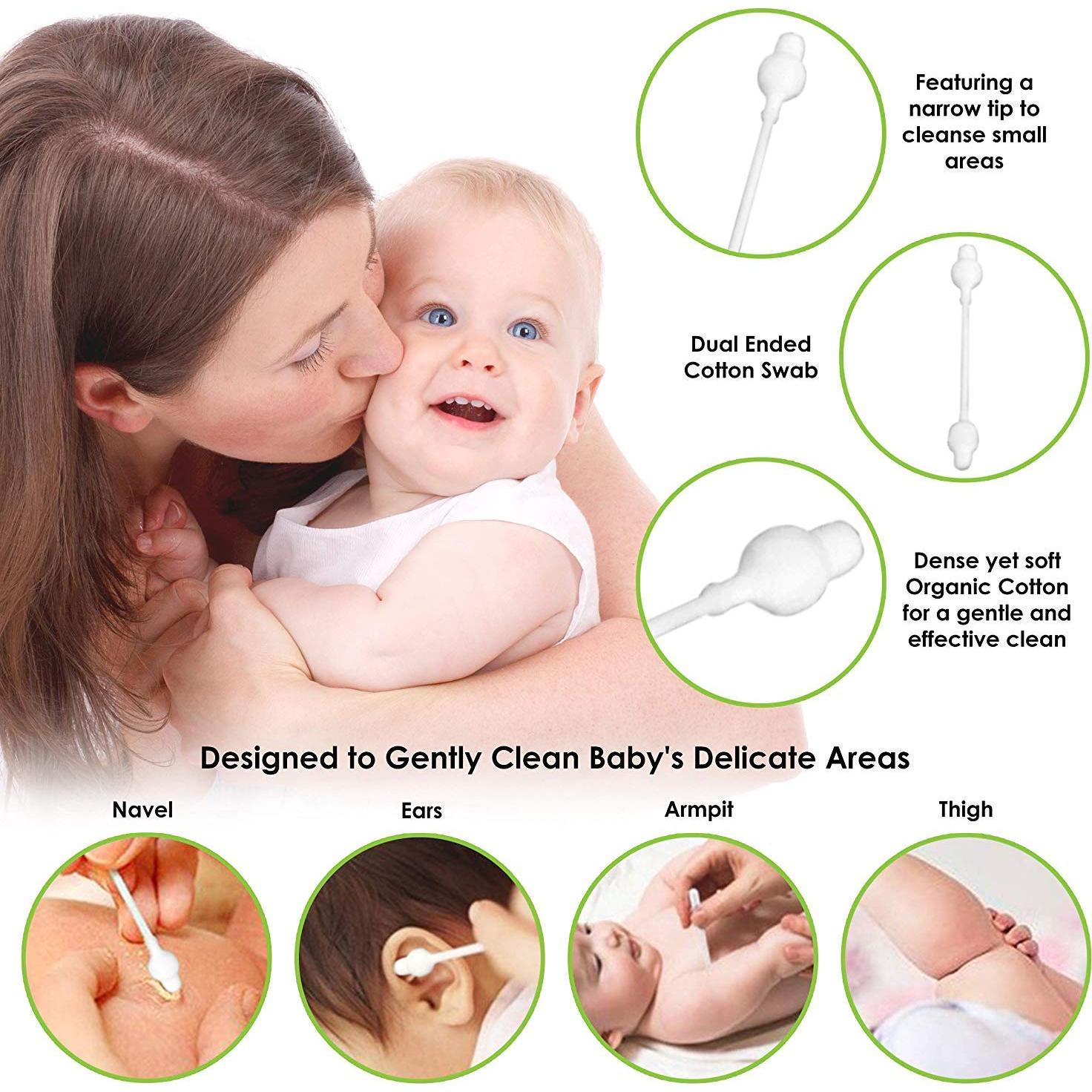 Hisopos de Algodón Orgánico CenYouful para Bebés - 220 Unidades