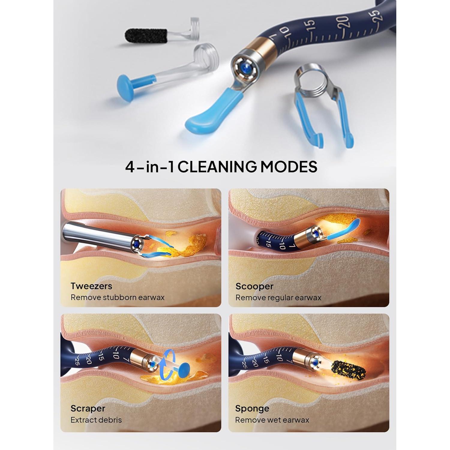 Kit de Limpieza de Oídos Yumika con Cámara HD y Pinzas