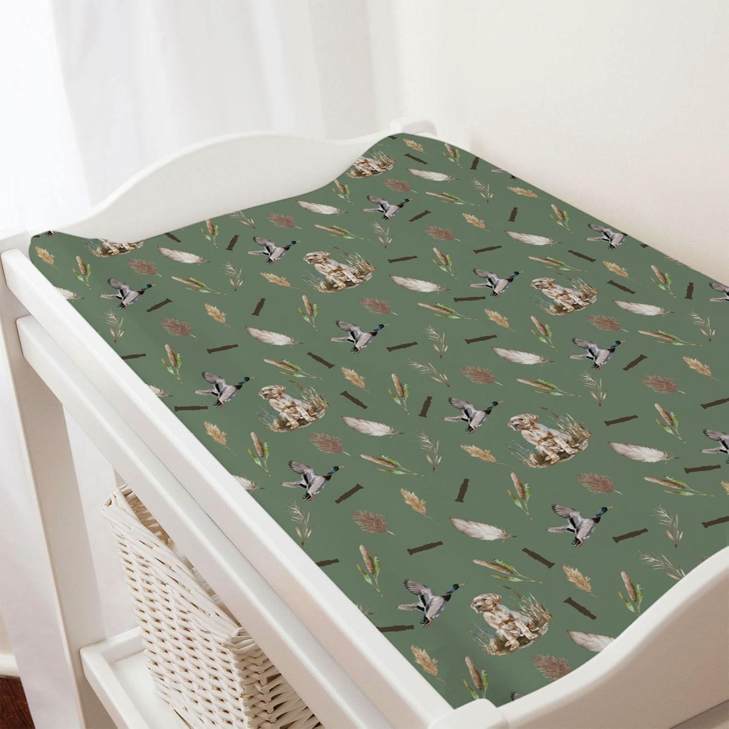 Funda de Cambiador de Bebé Caza de Patos Verde 81x41 cm