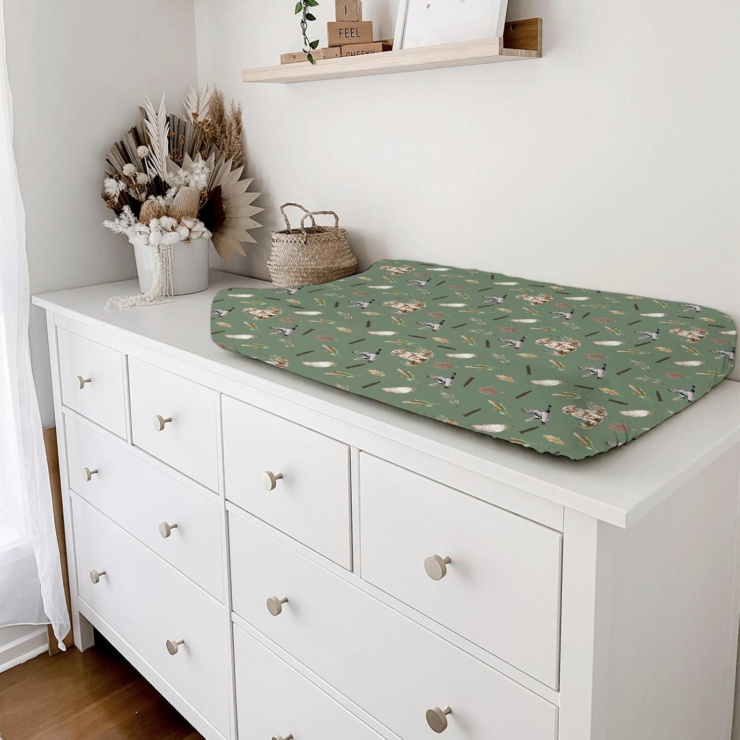 Funda de Cambiador de Bebé Caza de Patos Verde 81x41 cm