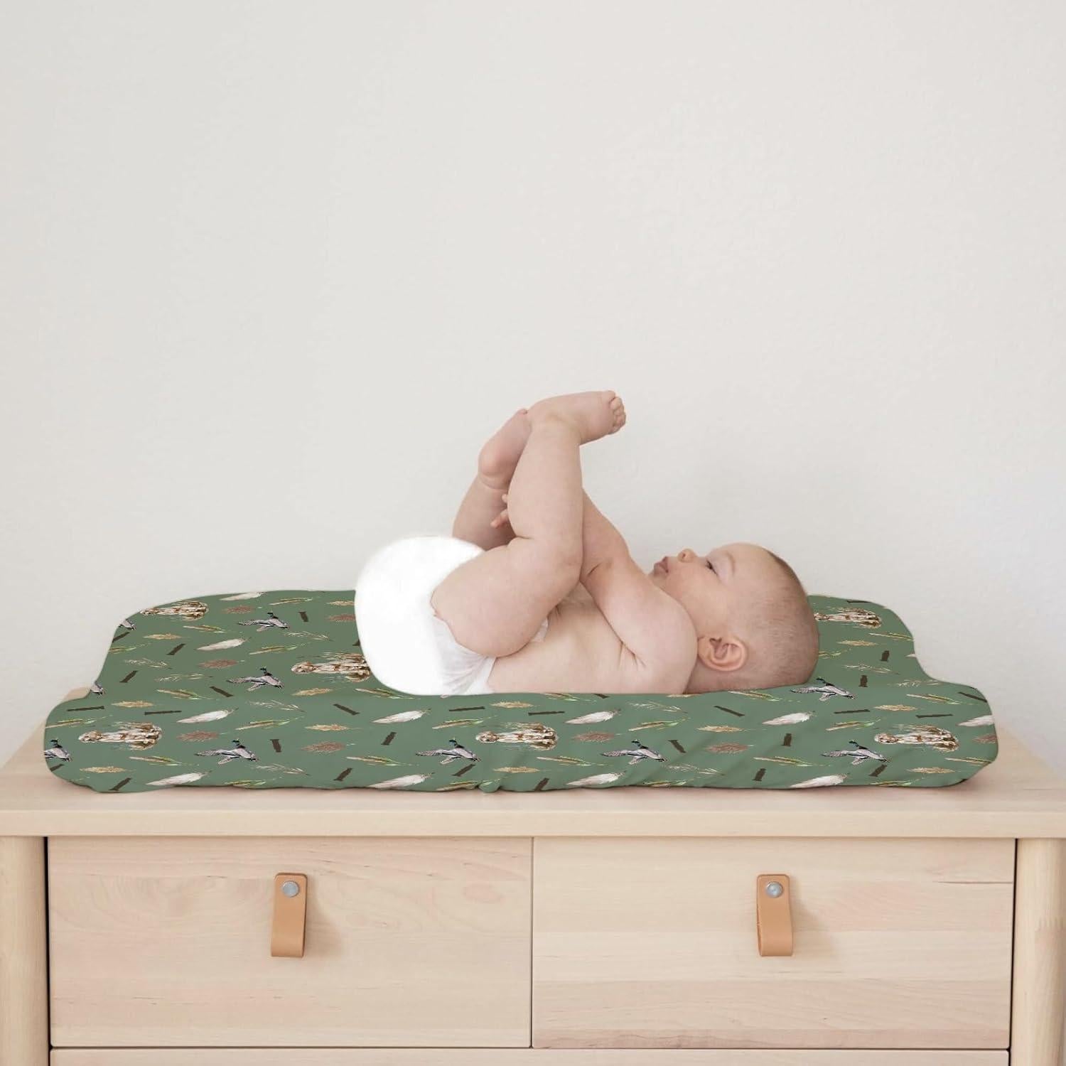 Funda de Cambiador de Bebé Caza de Patos Verde 81x41 cm