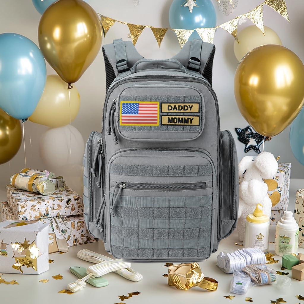 Mochila Militar para Pañales Miracol 40L Gris con Cambiador