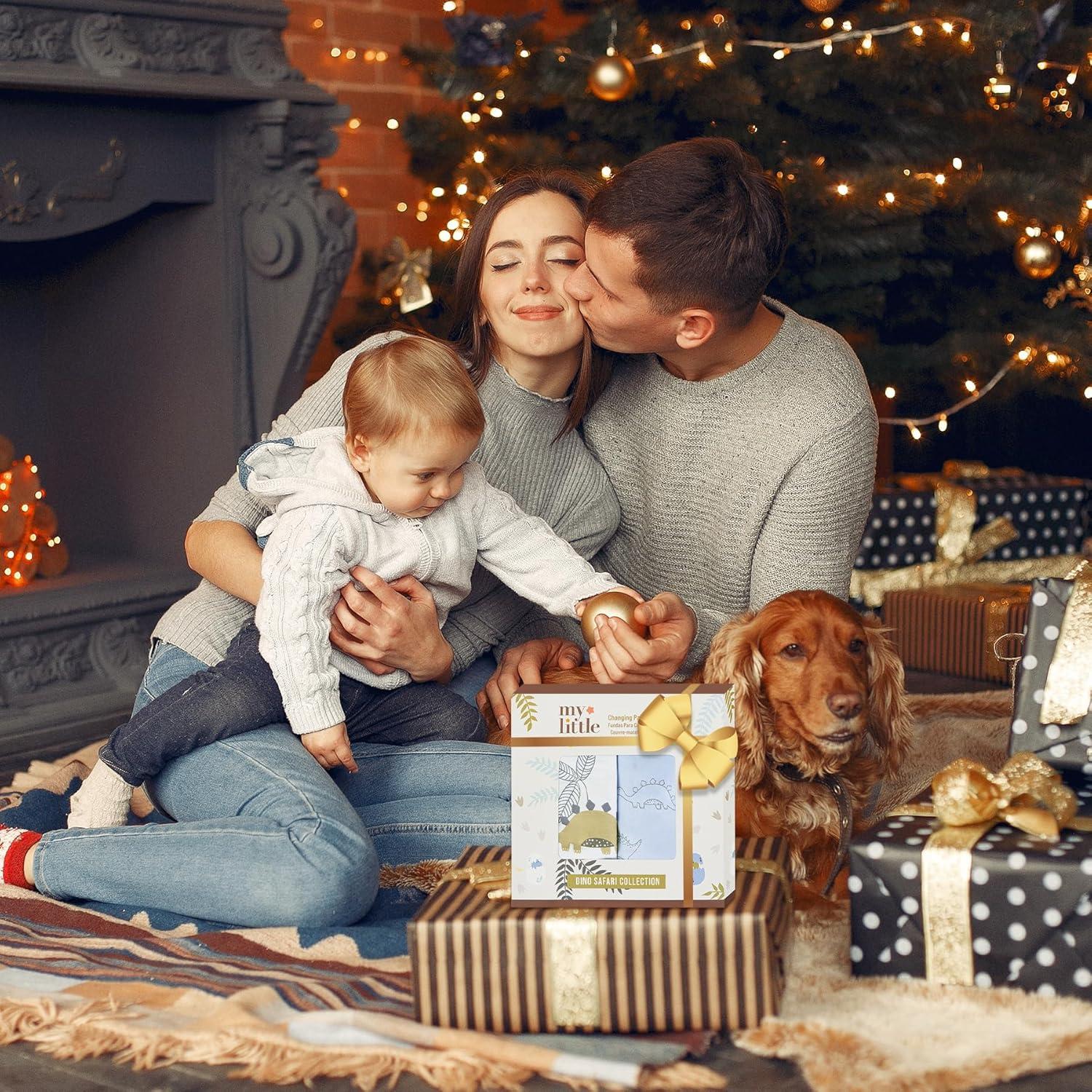 Funda de Cambiador de Algodón 100% para Niños - Dinosaurio Azul