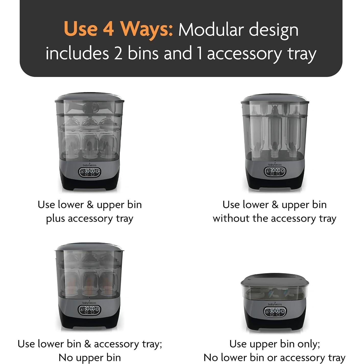 Esterilizador y Secador Baby Brezza Avanzado Carbón - 8 Botellas