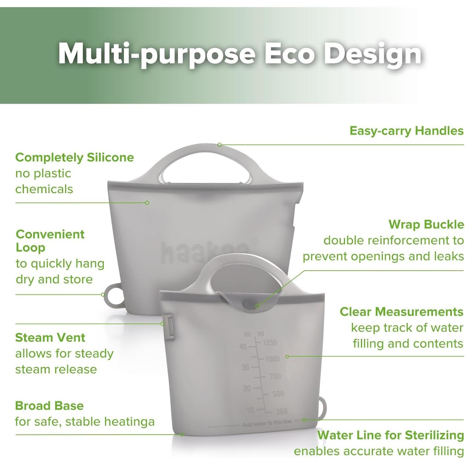 Bolsa de Esterilización de Silicona Haakaa 1250ml Gris