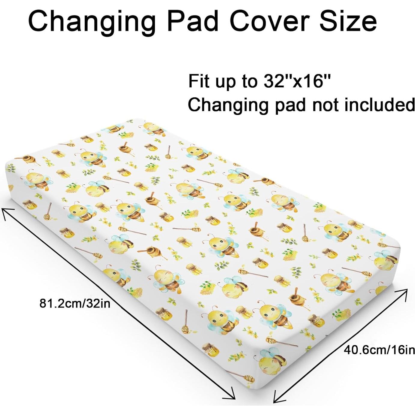 Cubierta de Cambiador de Bebé Boho Abejas y Hojas 81x41cm