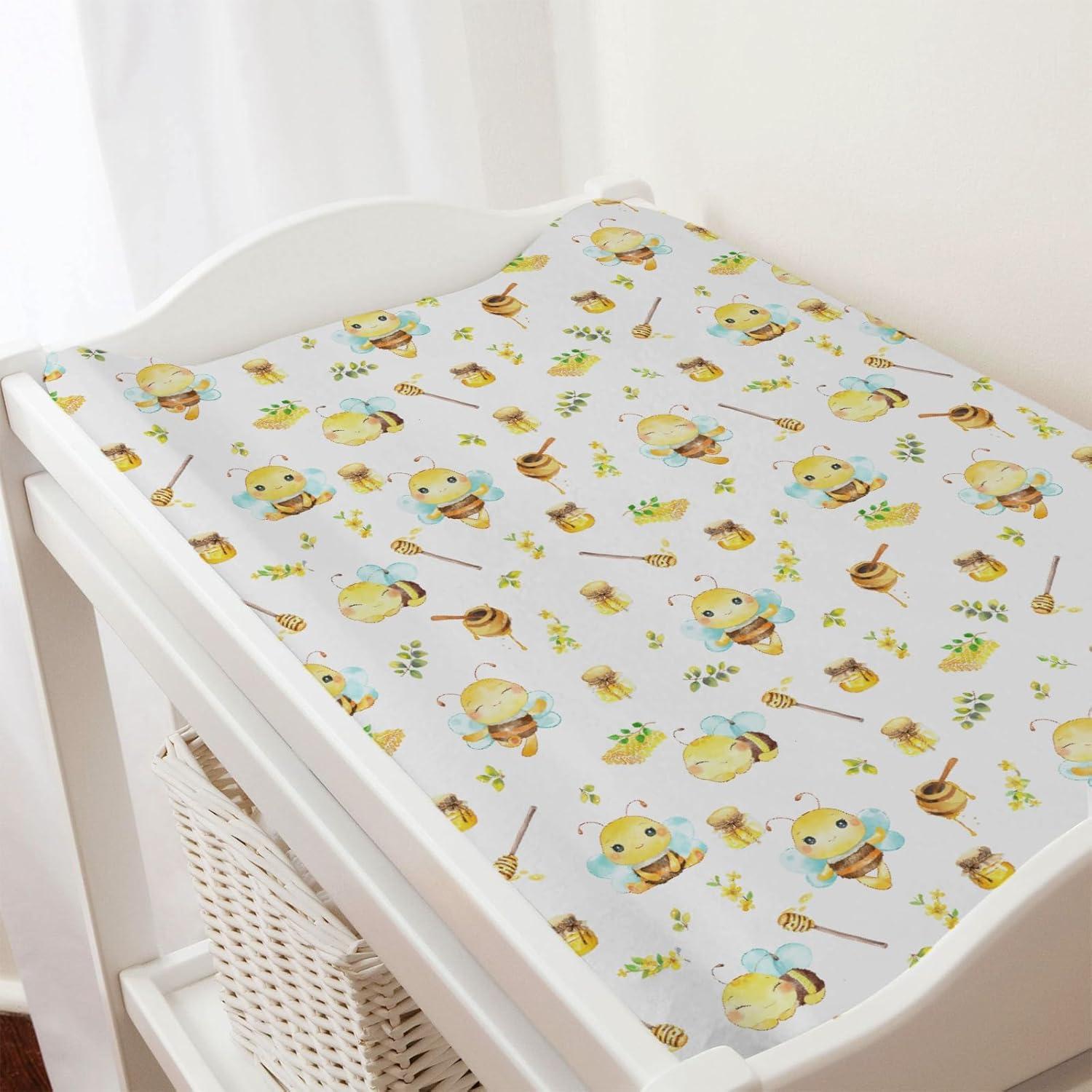 Cubierta de Cambiador de Bebé Boho Abejas y Hojas 81x41cm