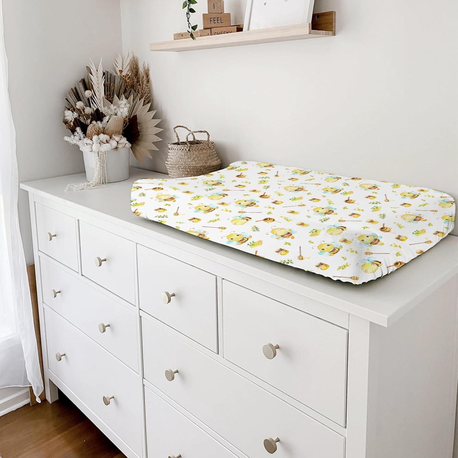 Cubierta de Cambiador de Bebé Boho Abejas y Hojas 81x41cm