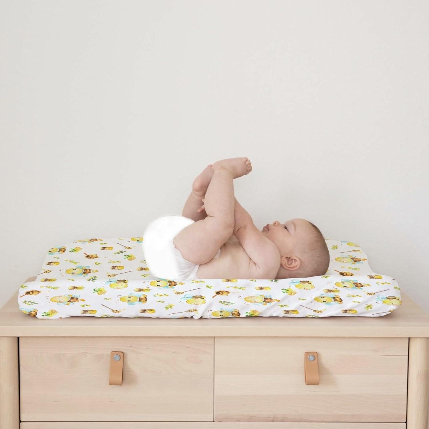 Cubierta de Cambiador de Bebé Boho Abejas y Hojas 81x41cm