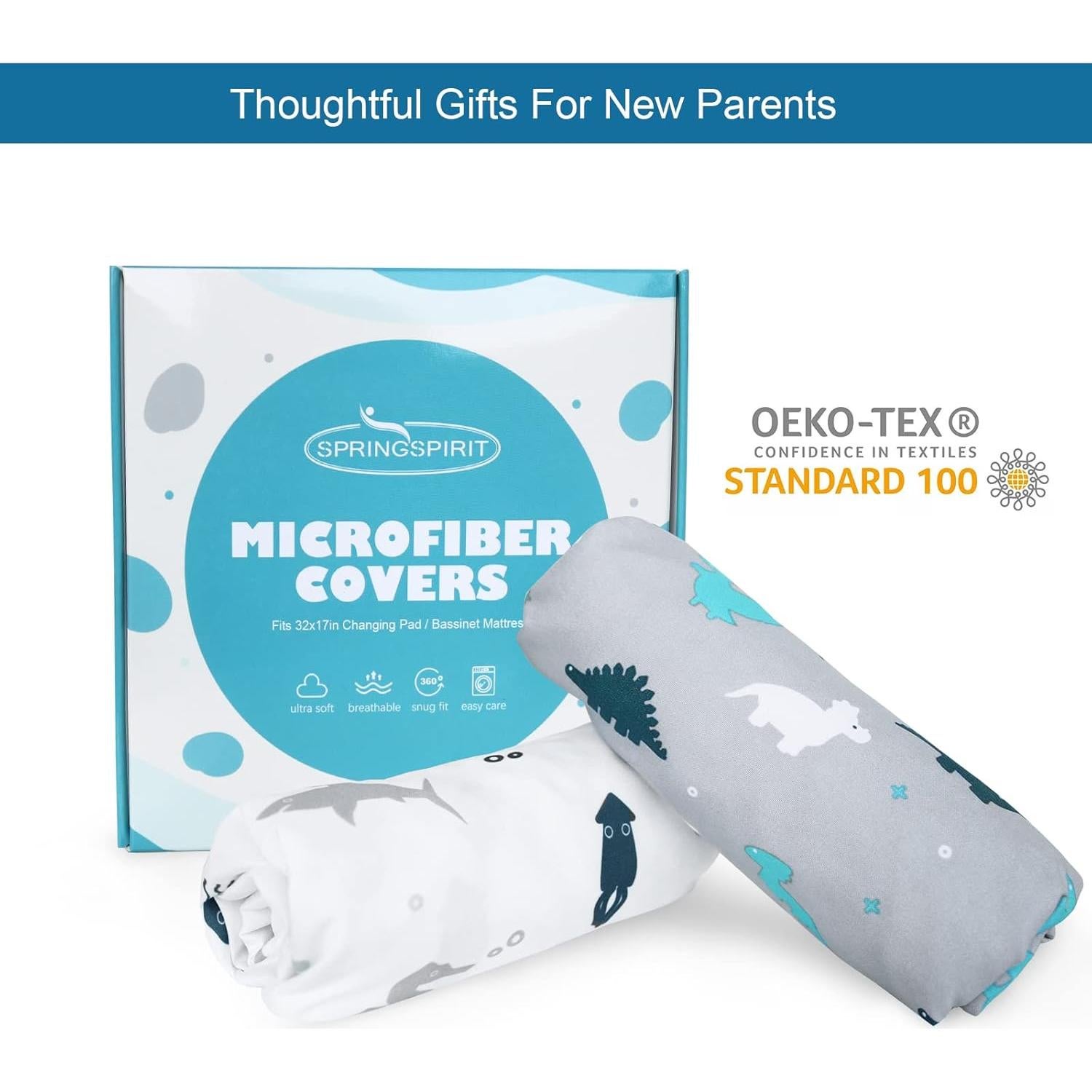 Funda de Cambiador SPRINGSPIRIT 2 Piezas Gris Animal 81.3x40.6cm