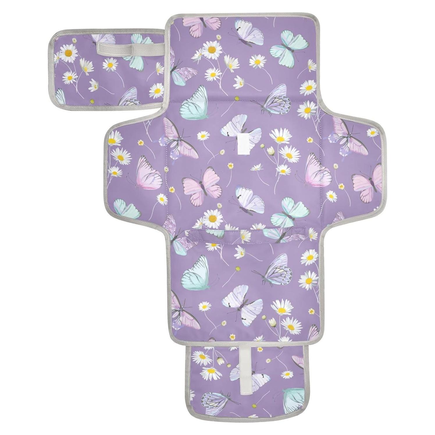 Almohadilla Cambiadora Portátil Morado Mariposa - 62x30 cm