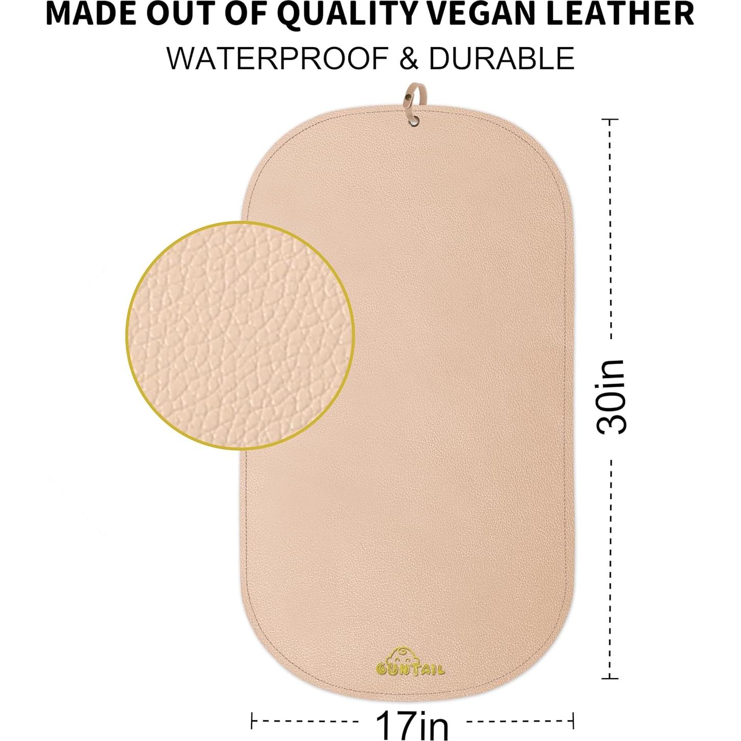 Manta Cambiadora de Pañales Portátil Beige - Cuero Sintético Impermeable 76x43cm