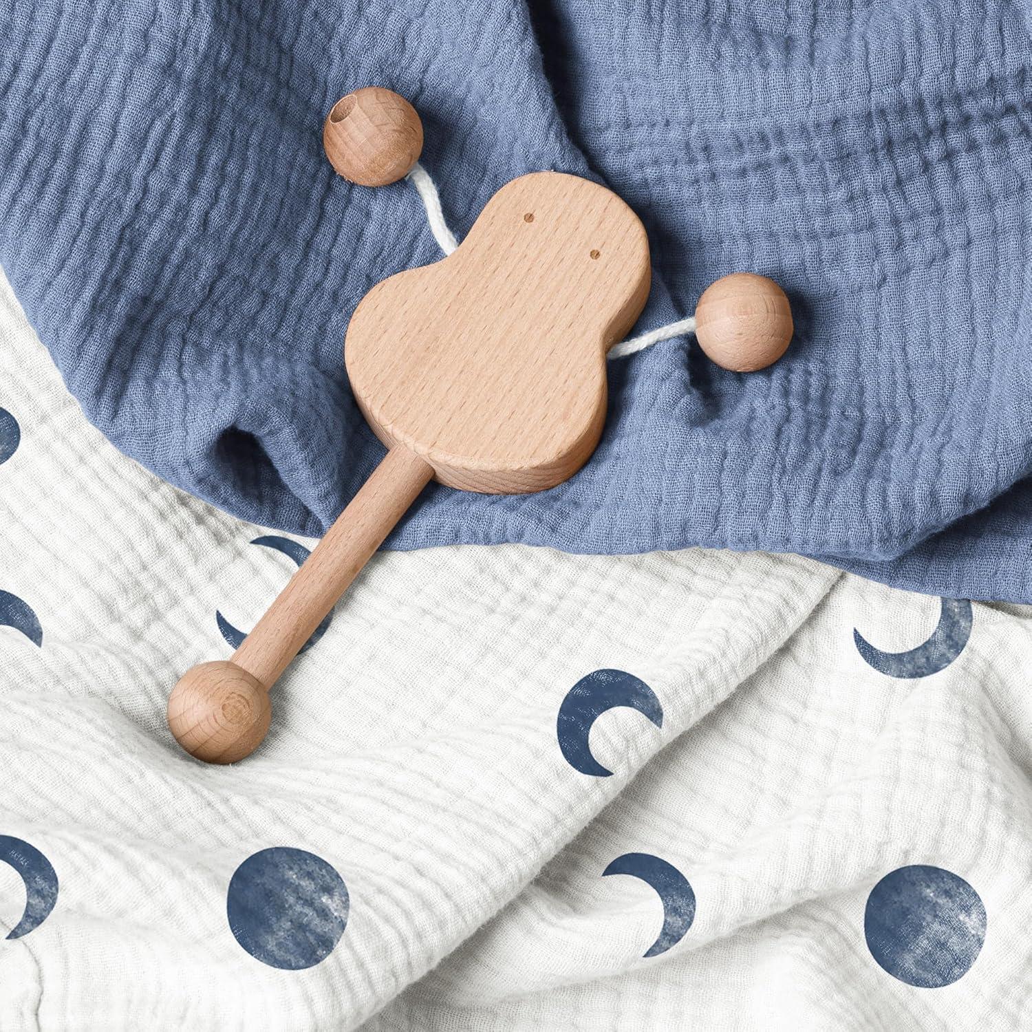 Funda de Cambiador Bearmoss 100% Algodón Muselina 2 Piezas Luna Azul